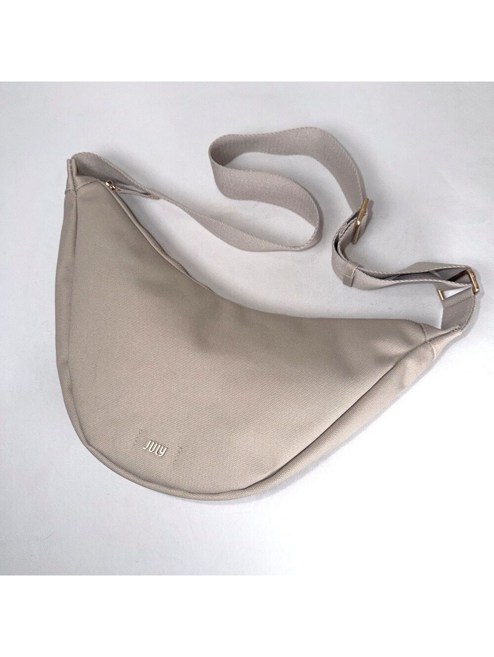 JULY Everyday Crescent Bag Canvas Purse Taupe Khaki Crossbody Sling